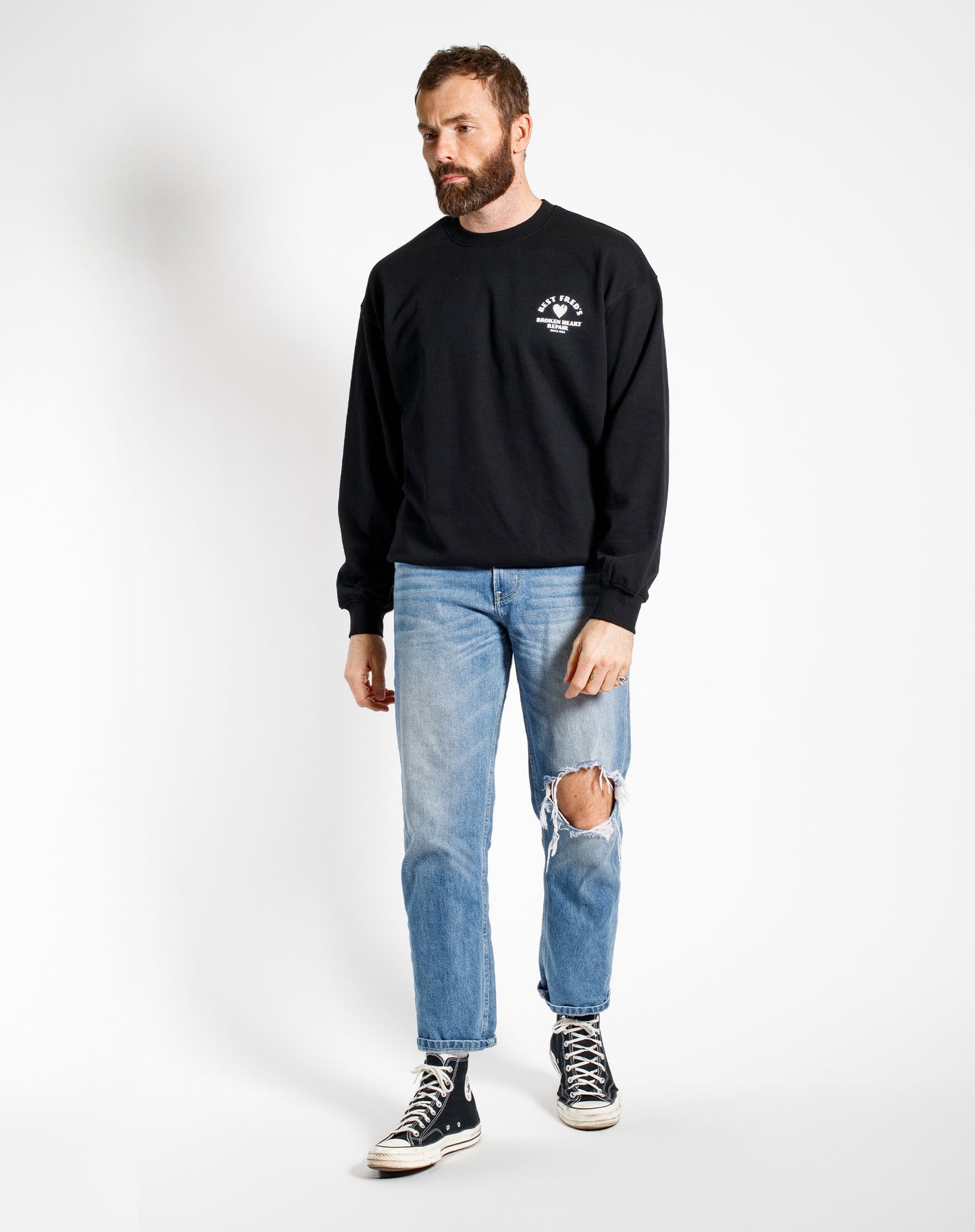 BEST FRED CLASSIC CREW NECK SWEATSHIRT BLACK