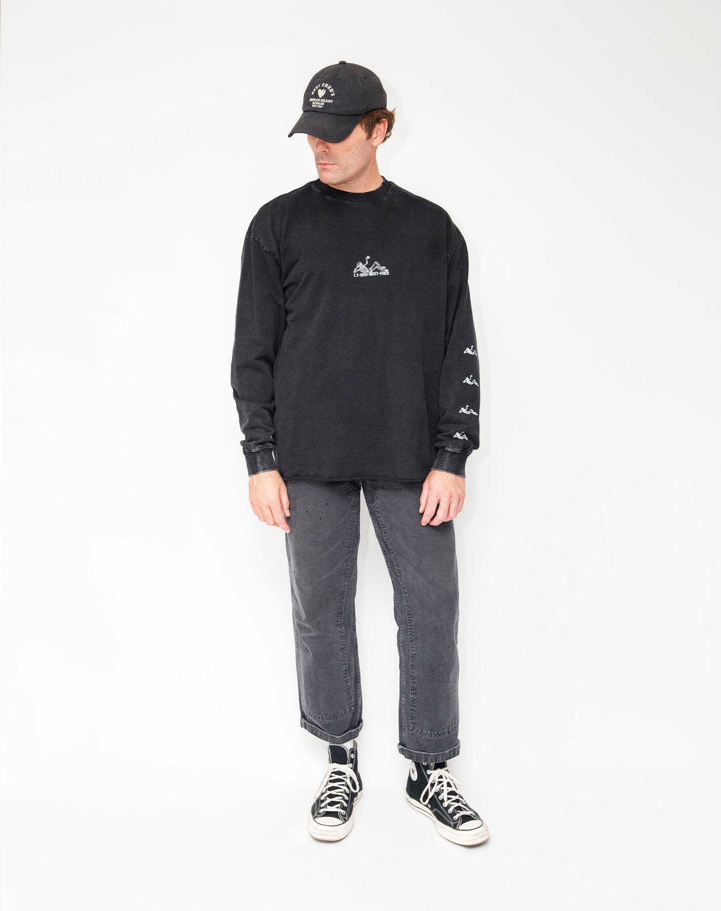 CRYSTAL CLEAR OS LONG SLEEVE - WASHED BLACK