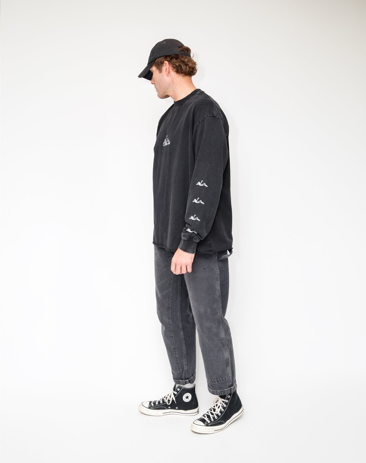 CRYSTAL CLEAR OS LONG SLEEVE - WASHED BLACK