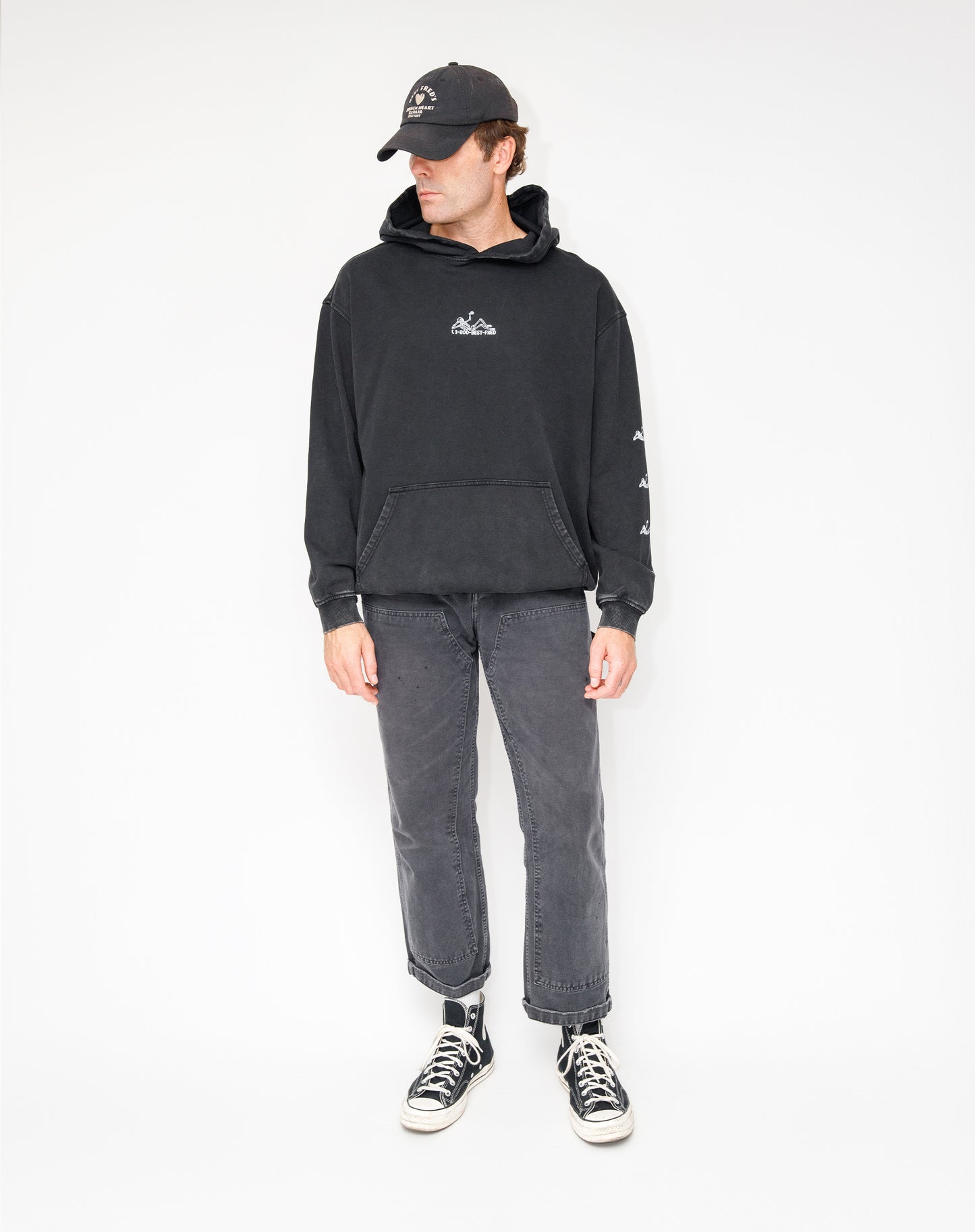 CRYSTAL CELAR RELAXED FIT HOODIE - WASHED BLACK