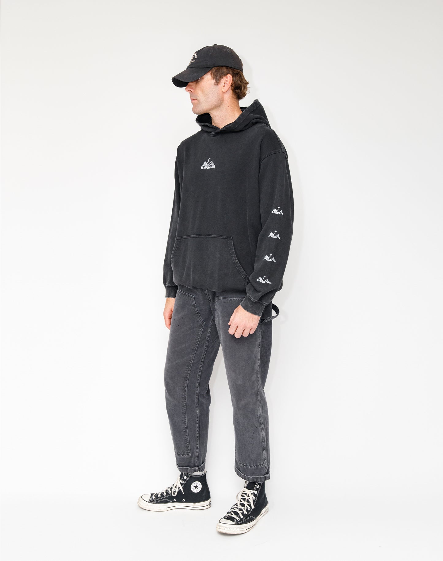 CRYSTAL CELAR RELAXED FIT HOODIE - WASHED BLACK