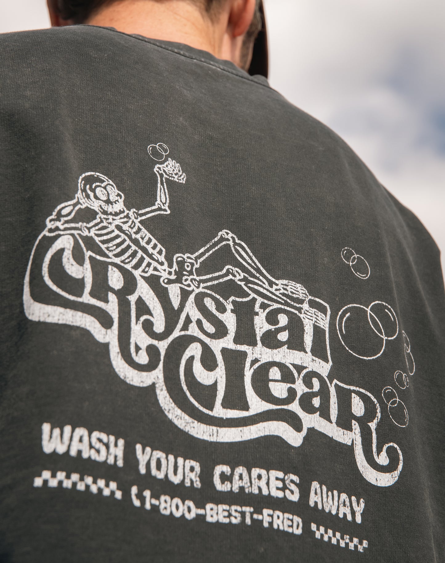 CRYSTAL CLEAR VINTAGE TEE - WASHED BLACK