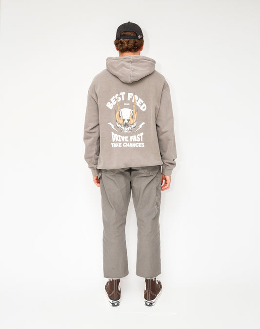 DRIVE FAST RELAXED FIT HOODIE - CLAY