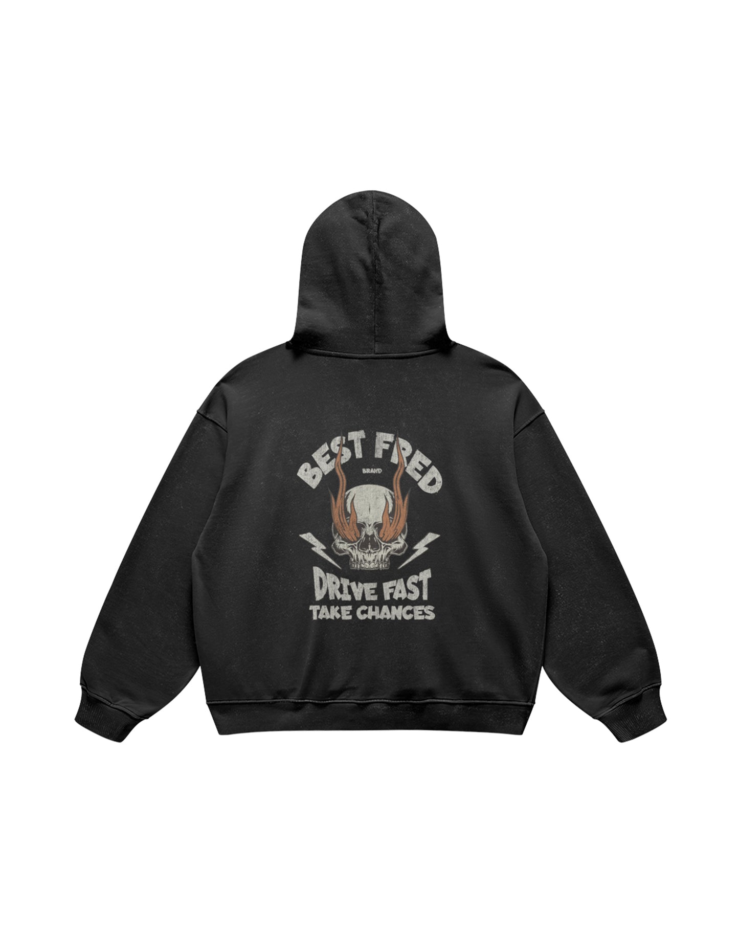 DRIVE FAST RELAXED HOODIE - WASHED BLACK