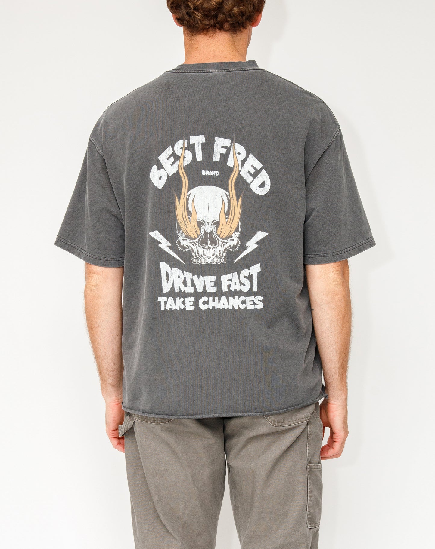 DRIVE FAST VINTAGE TEE - VINTAGE GREY