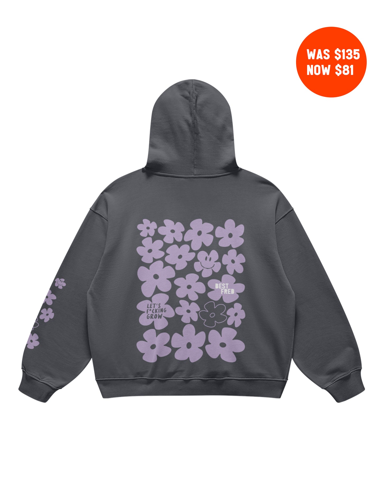 BEST FRED FLOWER RELXED FIT HOODIE - CARBON GREY