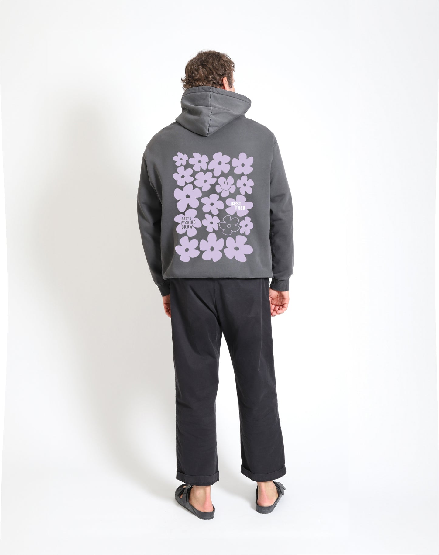 BEST FRED FLOWER RELXED FIT HOODIE - CARBON GREY