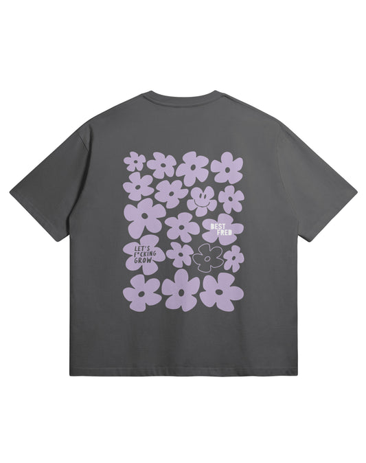 BEST FRED FLOWER RELAXED FIT TEE - CARBON GREY