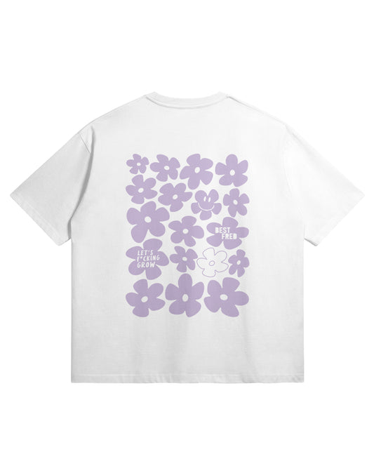 BEST FRED FLOWER RELAXED FIT TEE - WHITE W/ LAVENDER