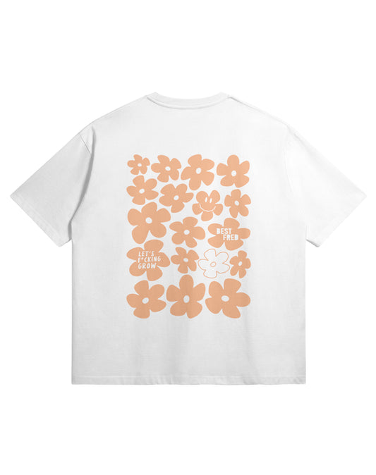 BEST FRED FLOWER RELAXED FIT TEE - WHITE W/ ORANGE