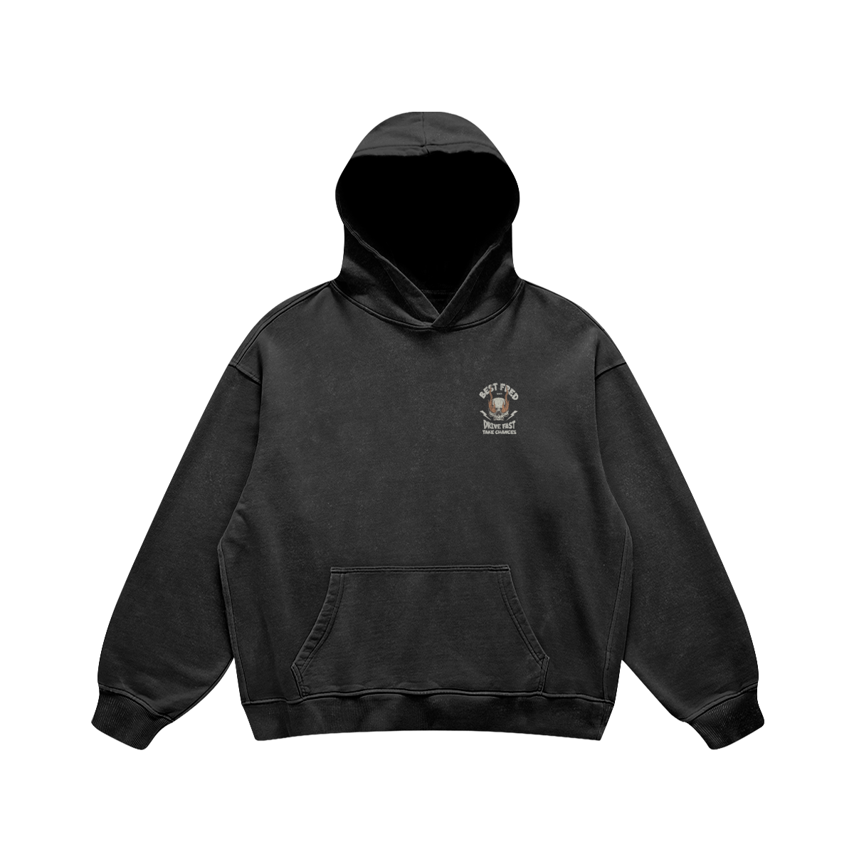 DRIVE FAST RELAXED HOODIE - WASHED BLACK