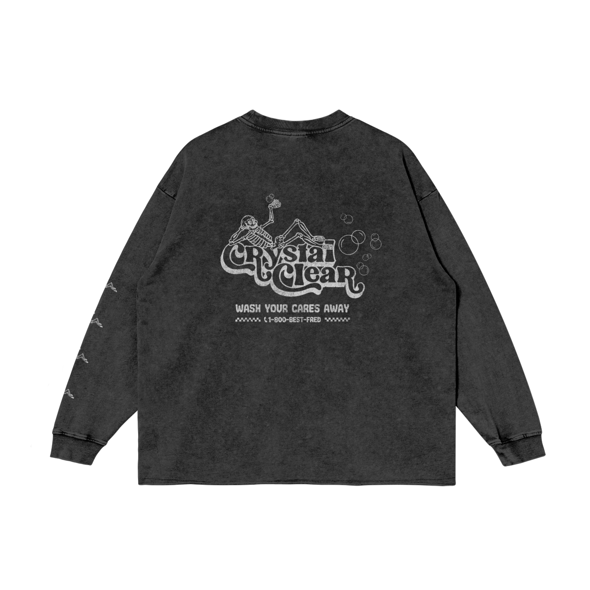 CRYSTAL CLEAR OS LONG SLEEVE - WASHED BLACK